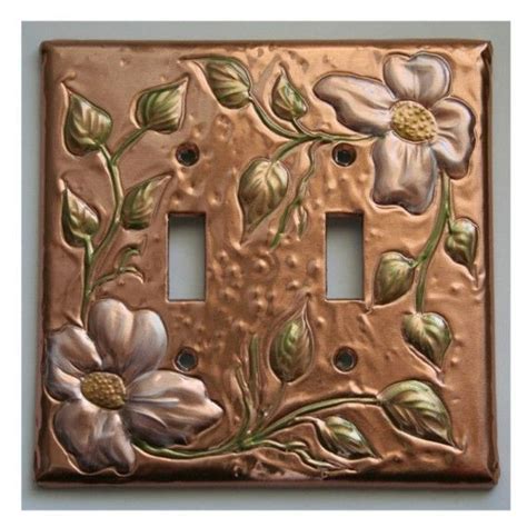 Copper Double Switch Plate Cover Flower Design Etsy Switch Plate