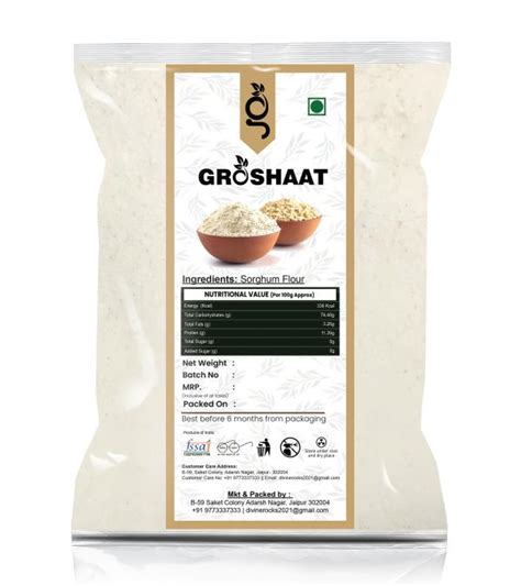 Groshaat Best Quality Jowar Atta 3Kg Packing Sorghum Flour 3000 G