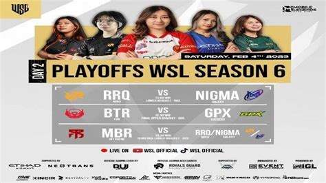 Jadwal Playoffs WSL Season 6 Hari Ini 4 Februari 2023 RRQ Mika Vs