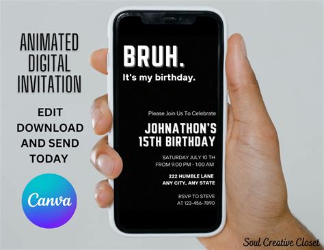 Bruh It S My Birthday Invitation Template Bruh Birthday Party Invite Teens Birthday