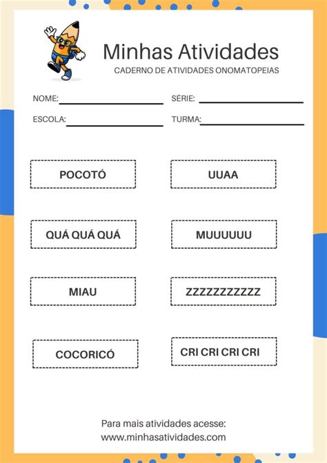 Atividades De Onomatopeias Para Crianças