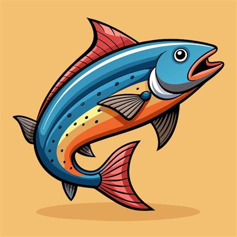 Premium Vector Cute Salmon Fish Cartoon Vector Illustration