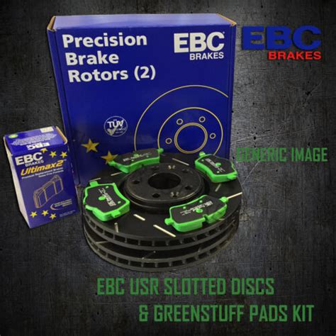 NEW EBC 294mm FRONT USR SLOTTED BRAKE DISCS AND GREENSTUFF PADS KIT