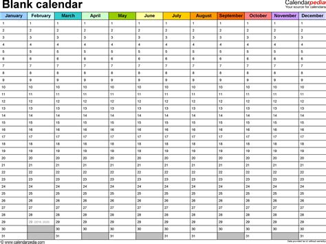 Blank Calendars – Free Printable Microsoft Word Templates With Month At A Glance Blank Calendar ...