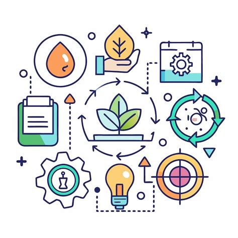 Colorful Line Art Icons Depicting Business And Sustainability Concepts