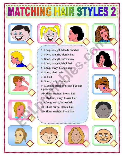 Matching Hair Styles Esl Worksheet By Sandytita