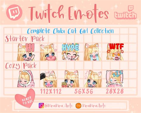 Twitch Emotes Chibi Girl Emotes Kawaii Cute Pack Blonde Hair Cat Ears