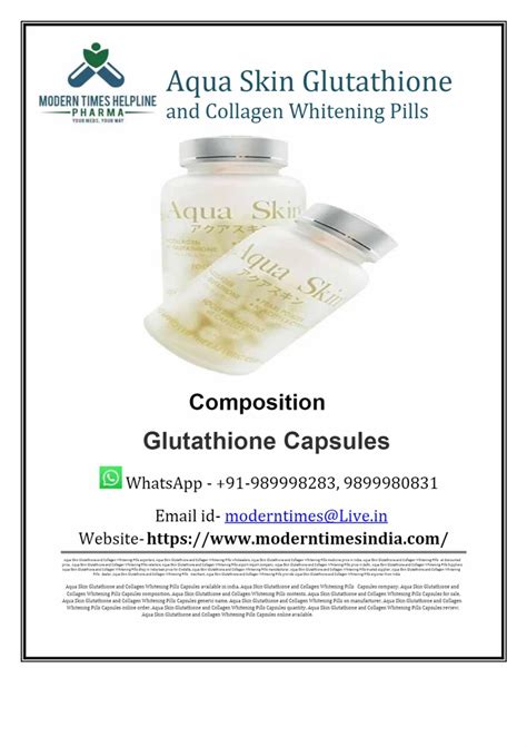 Aqua Skin Glutathione And Collagen Whitening Pills Not Suitable For