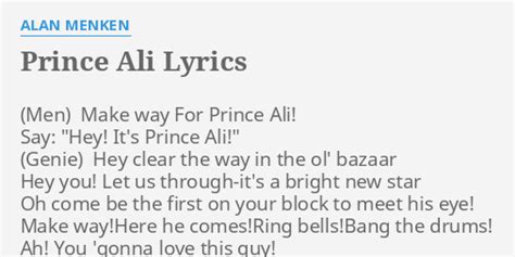 Prince Ali Lyrics By Alan Menken Make Way For Prince