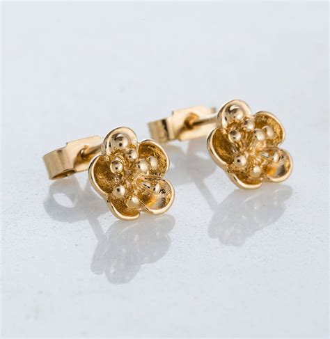 Ct Gold Flower Stud Earrings By Posh Totty Designs