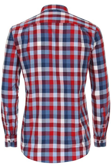 Hochwertiges Redmond Casual Regular Fit Hemd In Der Farbe Rot Kariert