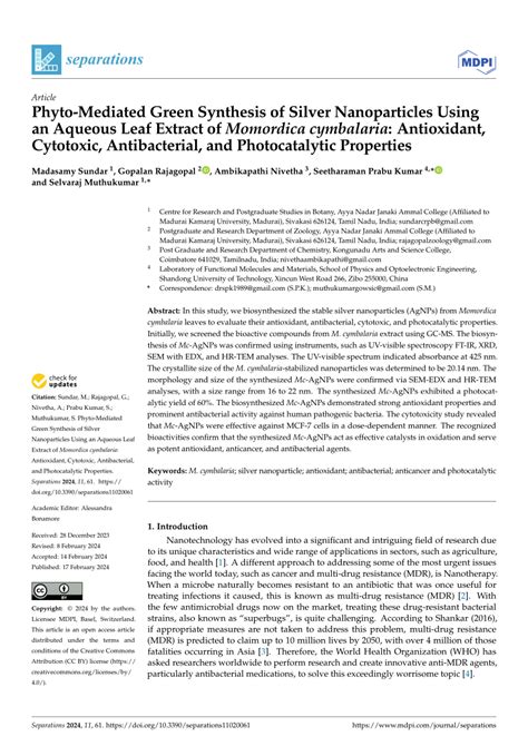 Pdf Phyto Mediated Green Synthesis Of Silver Nanoparticles Using An