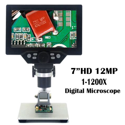 Microscope numérique LCD vidéo électronique 7 pouces HD 12mp 1 1200x