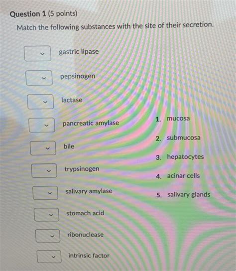 Solved Question 1 5 Points Match The Following Substances