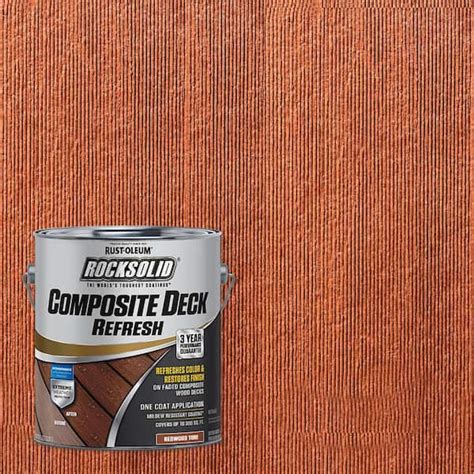 Rust Oleum Rocksolid 1 Gal Redwood Composite Deck Coating 2 Pack 350059 The Home Depot