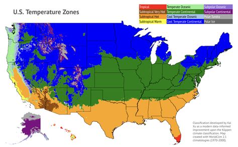 U.S. Temperature Zones - Regions with Similar Annual Temperature ...