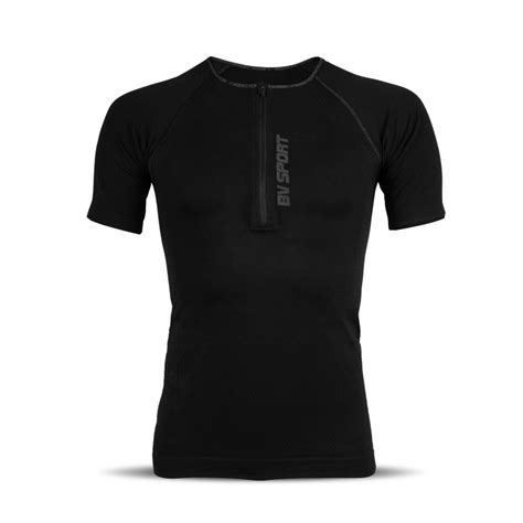 T Shirt Maniche Corte Rtech Evo2 ½ Zip Nero Bv Sport