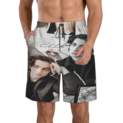 Mens Timothee Chalamet Swim Trunks Quick Dry Bathing Suits Holiday