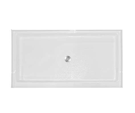 AB 6032 Acrylic Alcove Shower Base With Center Drain In White Shower