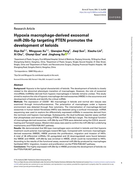 Pdf Hypoxia Macrophage Derived Exosomal Mir B P Targeting Pten