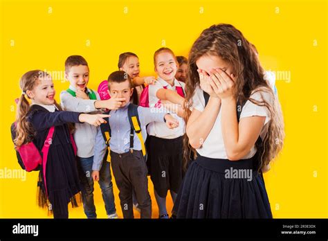 School Girl Being Bullied By Classmates School Bullying Concept Stock