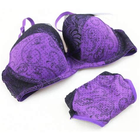 H34 Women Sexy Floral Lace Padded Lingerie Push Up Bra Sets Panties Bra