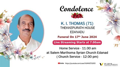 Funeral Service Live Streaming Of K I Thomas Thekkepurath