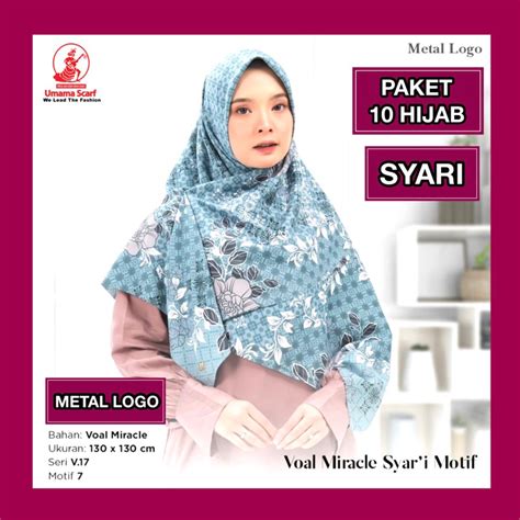 Jual 10 Atau 5 Hijab Miracle Syari Motif Plat Logo Voal Premium Lc