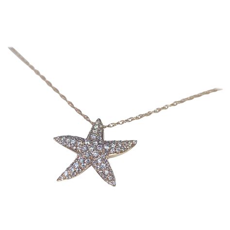 Rose Gold 032 Carat Diamond Studded Starfish Nautical Necklace At 1stdibs