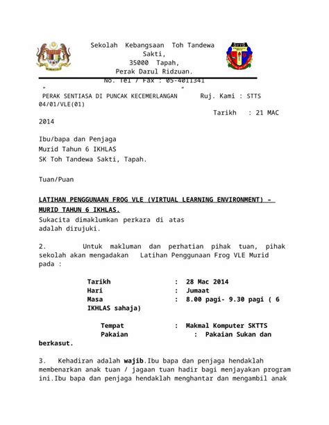 DOC Surat Latihan Frog Vle Tahun 6 Cuti Sek DOKUMEN TIPS