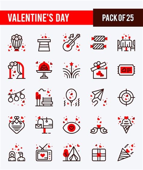 Valentinstag Zweifarbige Symbole Packen Sie Vektorillustration