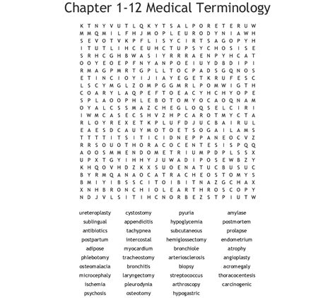 Medical Word Search Printable