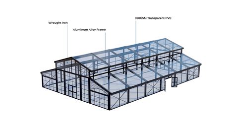 Customization Glass See Through Walls Pvd Roof Black Frame Atrium Tent