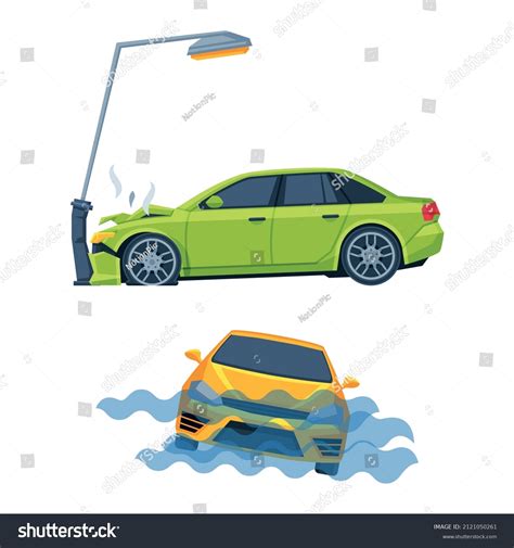 Car Hit Pole Over Royalty Free Licensable Stock Vectors Vector