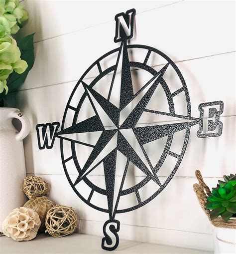 Compass Rose Metal Wall Art Nautical Compass Nautical Wall Art Outdoor Or Indoor Decor Lake