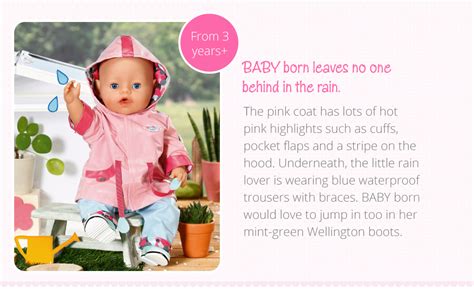 Baby Born 832578 Deluxe Rain Set Fits Dolls Up To 43cm Includes