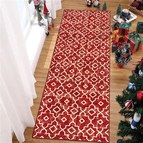 Amazon Wonnitar Christmas Runner Rugs For Hallway X Washable Red