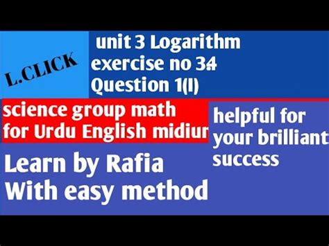 Question No 1 I Exercise No 3 4 Unit 3 Logarithm Class 9 Th Science