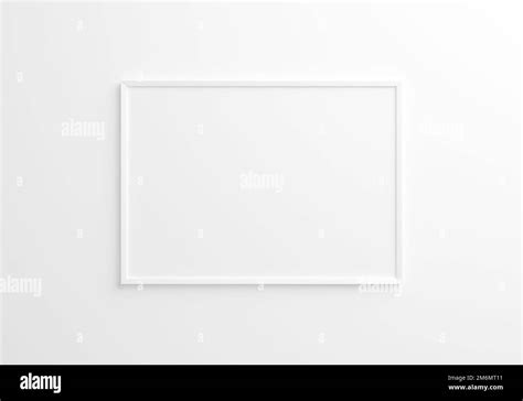 White Horizontal Frame Mockup On White Wall 3d Rendering Stock Photo