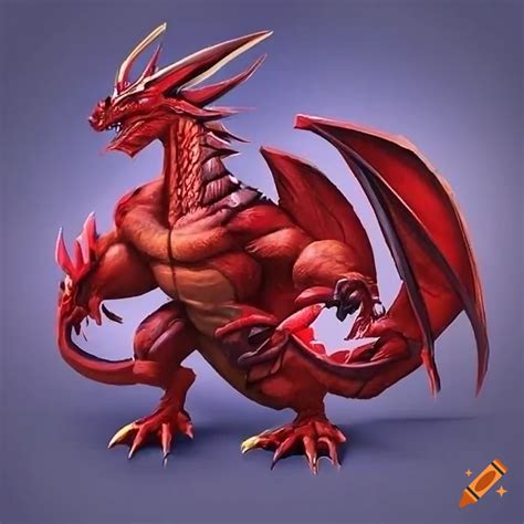 Illustration Of A Powerful Red Dragon On Craiyon