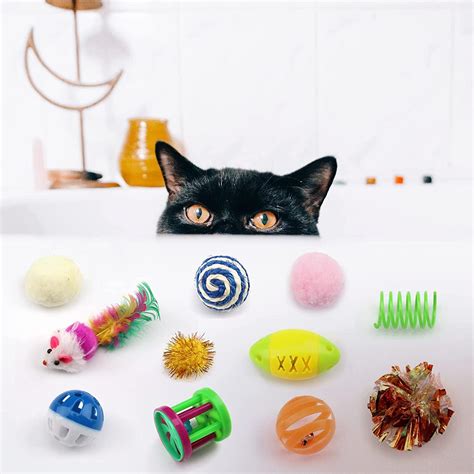 32-Pack Cat Toys Variety Set for Kittens - Cat Balls, Feather Toy ...