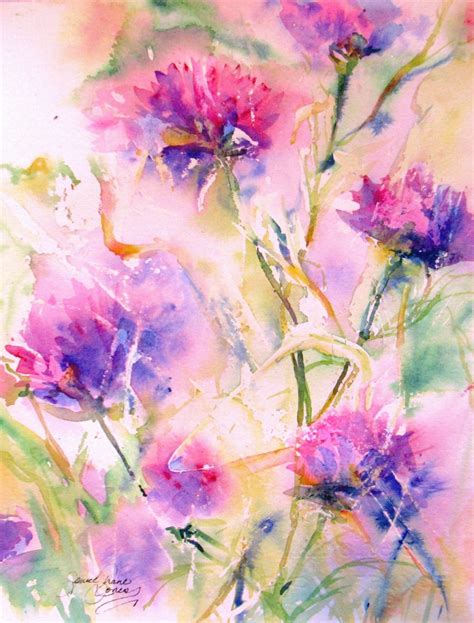 abstract flower Original Watercolor Painting modern