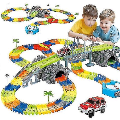 race track toy motif electric car set  led light flexible rail