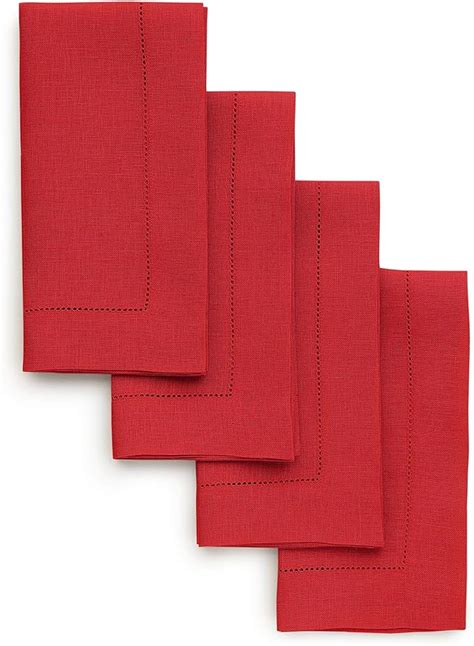 Amazon Solino Home Linen Napkins Set Of 4 100 Pure Linen Red