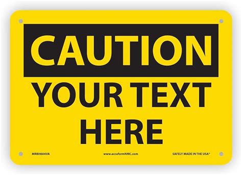 Amazon Custom OSHA Style Caution Sign 7 X 10 Aluminum Sign