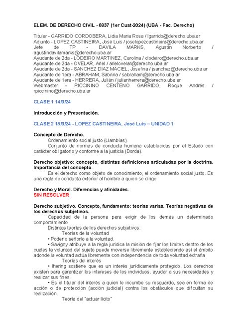 Derecho Civil Resumen Elem De Derecho Civil Er Cuat