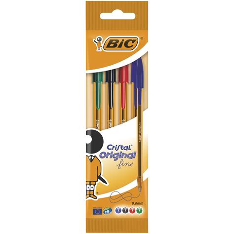 Bolígrafos de Colores Cristal Fine Punta Fina Pack de 4 BIC BIC El