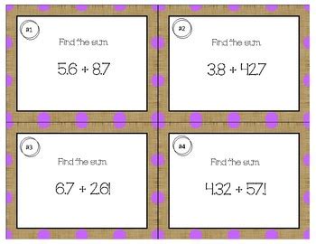 Decimal Operations Task Cards By Live Laugh Inspire Tpt