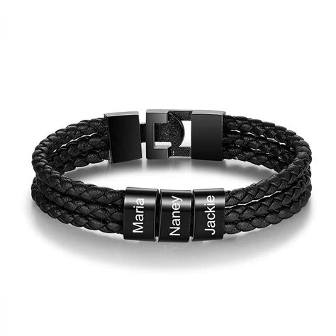 Bracelet Cuir Tress Pr Nom Personnalis Bracelet Homme