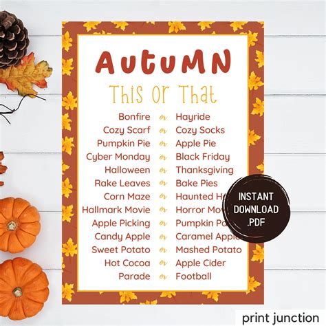 Autumn Games, This or That, Fall Games, Thanksgiving Games, Fall ...